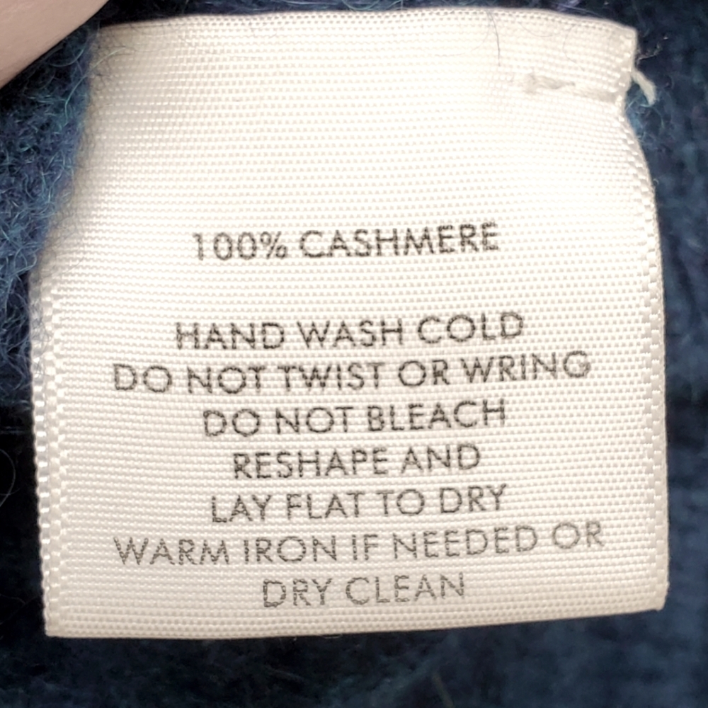 White+Warren Dark Teal Blue 100% Cashmere Sweater Size Small Minimalist - Picture 7 of 8